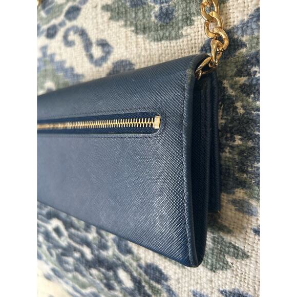 Authentic PRADA Saffiano Leather Metal Frame Continental Wallet in Blue w/COA - Picture 11 of 16